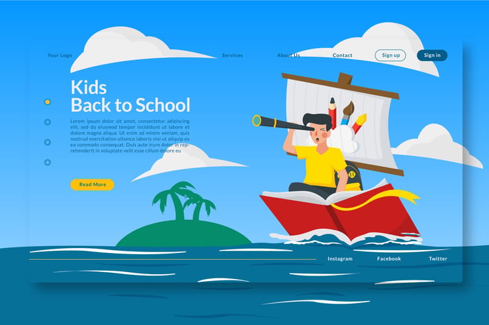 Kids Back to School - Web Header & Vector 