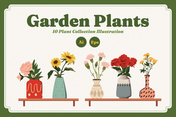 Garden Plants Illustration Set