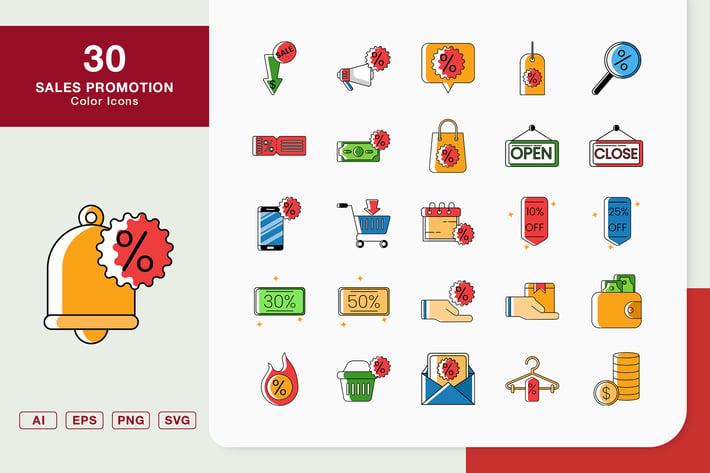 Sales Promotion Color Icons