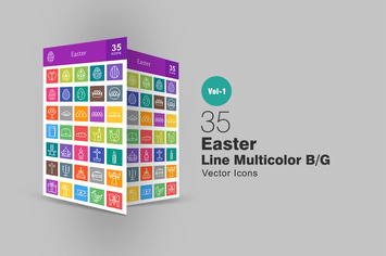 35 Easter Line Multicolor Icons