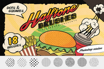 Dots & Squares Halftone Photoshop Brushes