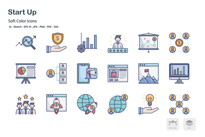 Start up soft color icons