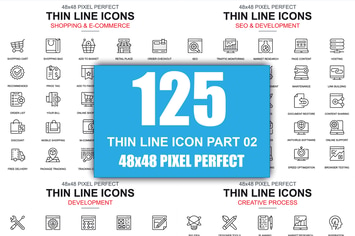 Set of Thin Line Business Icons