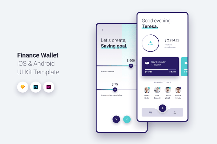 Finance Wallet App iOS & Android UI Kit Template 1
