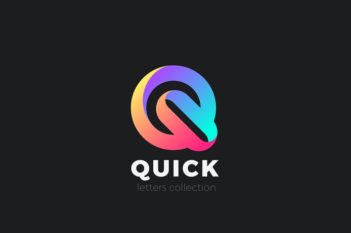 Letter Q Logo design 3D Ribbon style