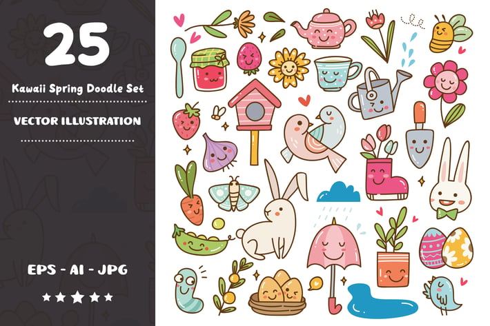 Kawaii Spring Doodle Set