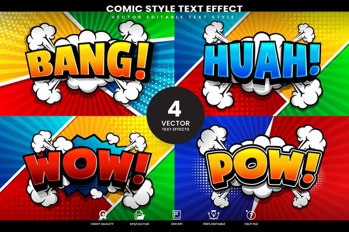 3d Pack Comic Cartoon Text Editable Effect
