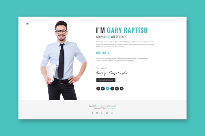 Raptish - Premium VCard/Resume PSD Template