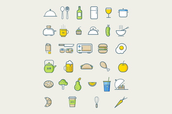 Kitchen icons for cafe menu restaurant. Food icons
