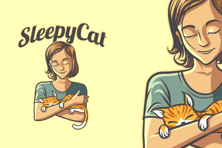 Sleepy Cat - Pet Shop and Veterinary Mascot Logo