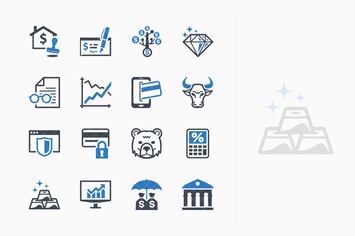 Blue Personal & Business Finance Icons - Set 1