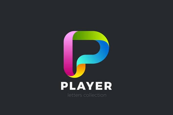 Letter P Logo design 3D Ribbon style