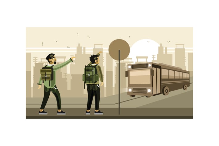 Waiting Bus at Bus Stop