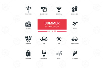 Summer concept - line design icons set