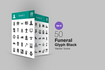 50 Funeral Glyph Icons