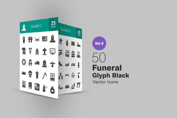 50 Funeral Glyph Icons