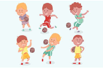 Kids Playing Dodgeball Illustration