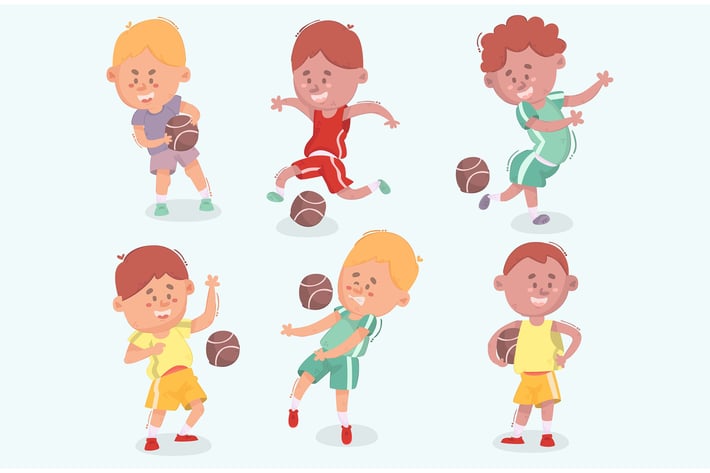 Kids Playing Dodgeball Illustration