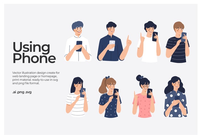 People Using Smartphone - Illustration