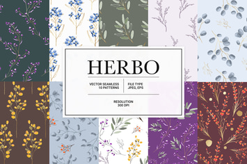 Herbo – seamless vector herbal pattern collection
