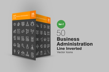 50 Business Administration Line Inverted Icons