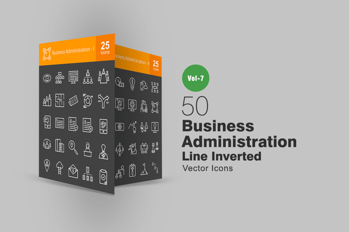 50 Business Administration Line Inverted Icons