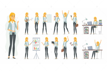 Pretty businesswoman - cartoon character set