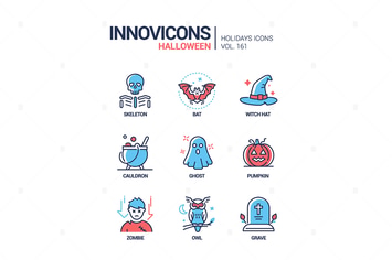 Halloween symbols - modern line design style icons