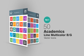 50 Academics Line Multicolor Icons
