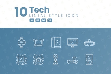 10 Tech Detailed Icon Collection