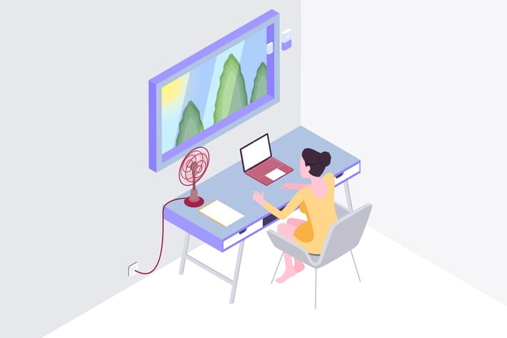 Smart Mirror Workspace Isometric Illustration