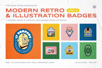 Modern Retro Illustration Badges Vol.3