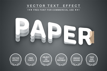 Paper layer- editable text effect,  font style