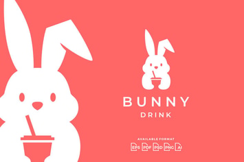 Bunny Rabbit Hare Drink Logo