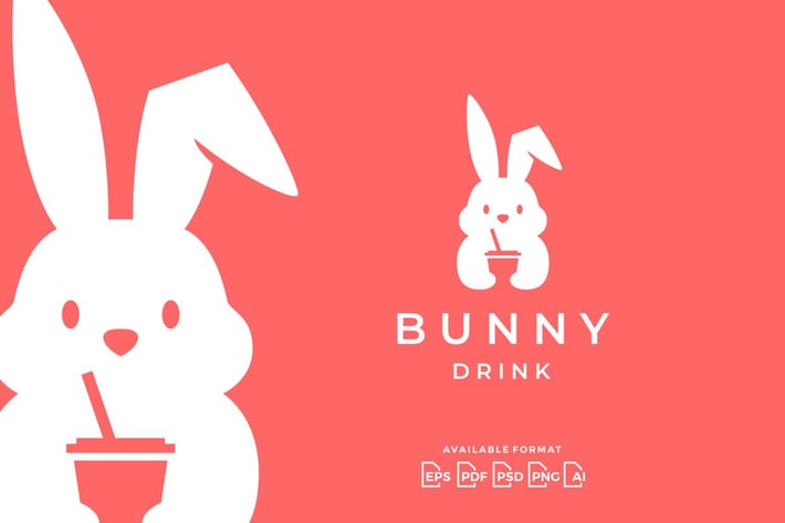 Bunny Rabbit Hare Drink Logo