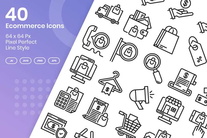 40 Ecommerce Icons Set - Line