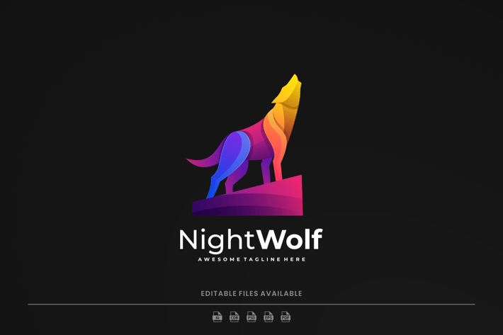 Wolf Gradient Colorful Logo