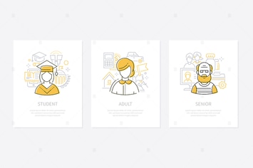 Human age - line design style conceptual banners