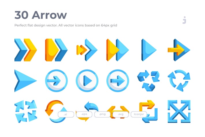 30 Arrow Icons - Flat