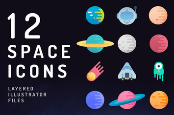 12 Vibrant Space Icons