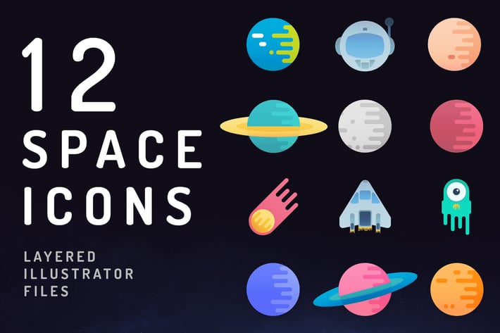 12 Vibrant Space Icons
