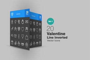 20 Valentine Line Inverted Icons