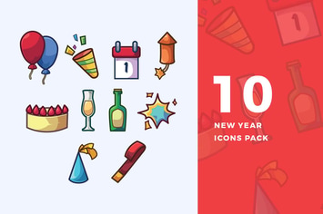 10 New Year Icons Pack