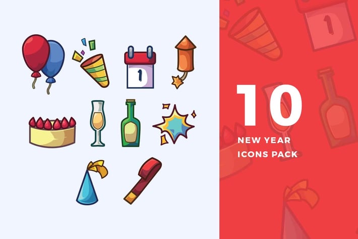 10 New Year Icons Pack