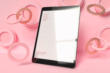 Tablet With Rings Mockup