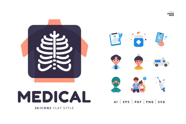 36 Medical Icons Flat Style