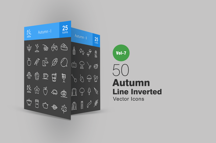 50 Autumn Line Inverted Icons