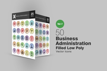 50 Business Administration Filled Low Poly Icons