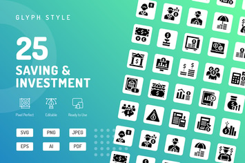Saving & Investmanet Glyph Icons