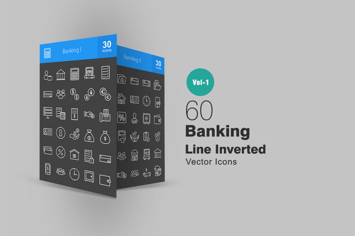 60 Banking Line Inverted Icons